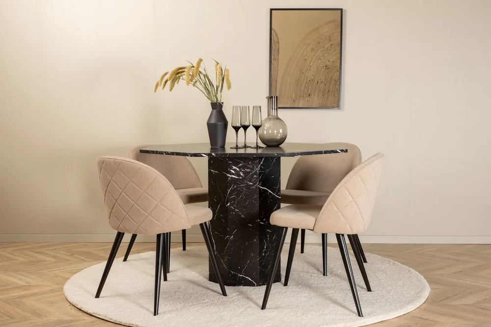 Marbs Spisegruppe 110 cm Rund med 4 Velvet Stoler v:1028594