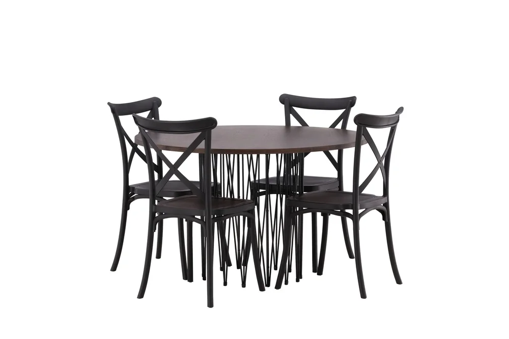 Spisegruppe Alismo 120 cm Rund med 4 Crosetto Stoler v:6755037