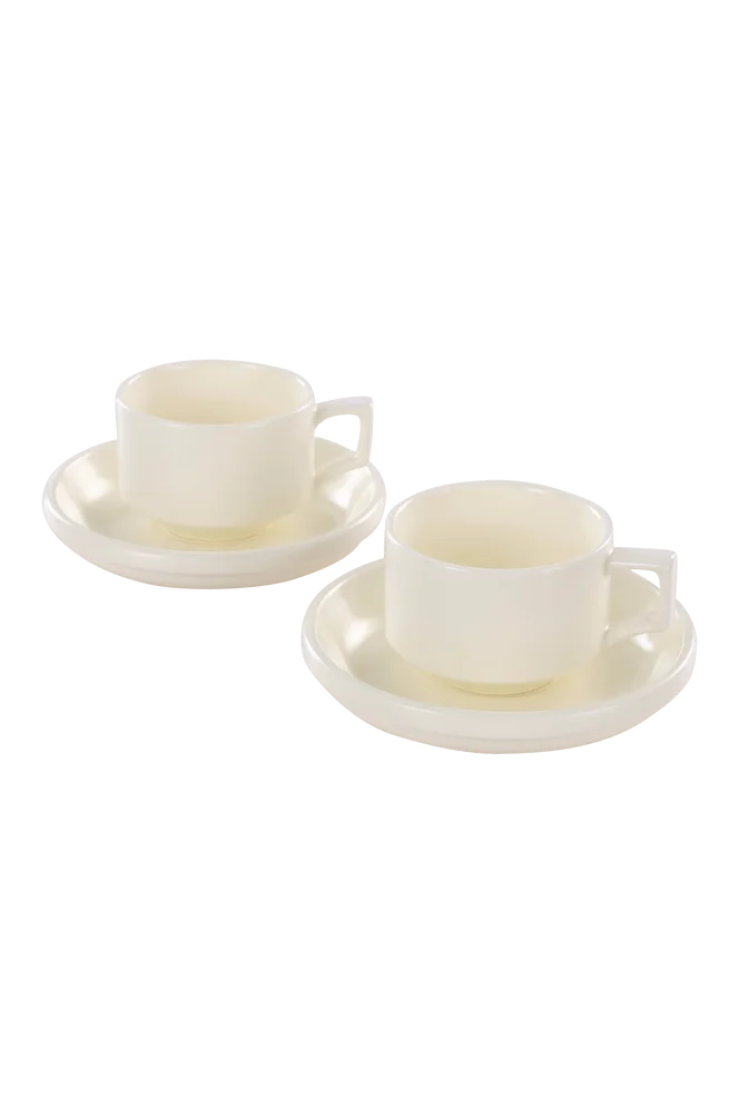 THELMA kaffekopp med sidetallerken 2-pakke - Hvit - Kjøkken & husholdning | m v:8103078