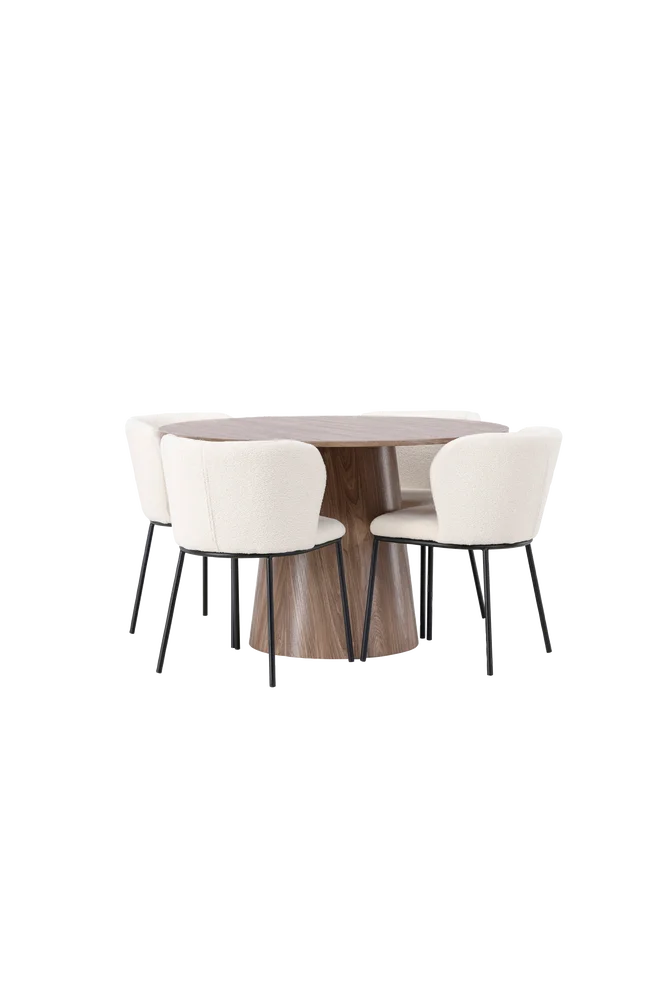 Spisegruppe Lanzo med 4 stk stoler Edina - Brun m v:2448492