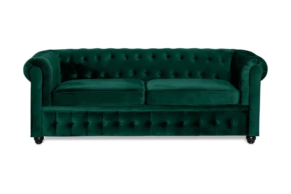 Chesterfield Lyx 3-seters framoverutslått sovesofa med HVILA overmadrass 140x200 cm polyesterskum med vaskbart trekk v:1391562