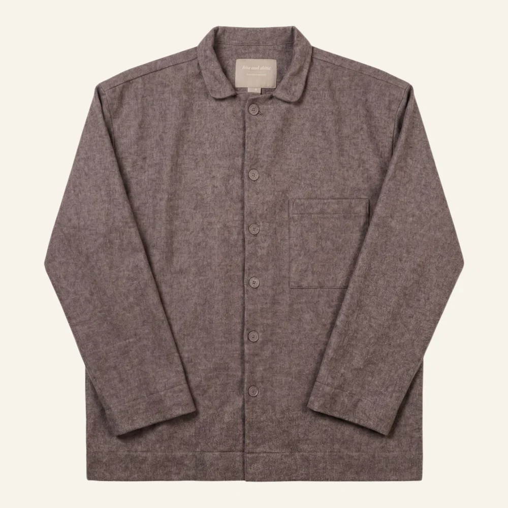 Garnfarget flanell pysjtopp brun – one size v:4382048