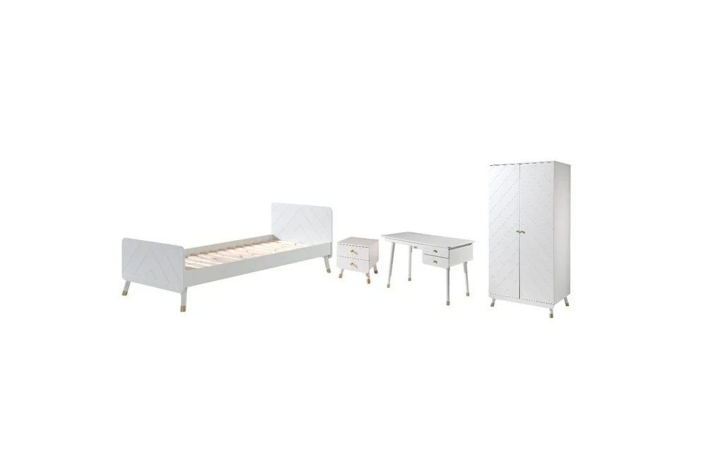 Seng med nattbord garderobe skrivebord Billy Hvit v:3558655