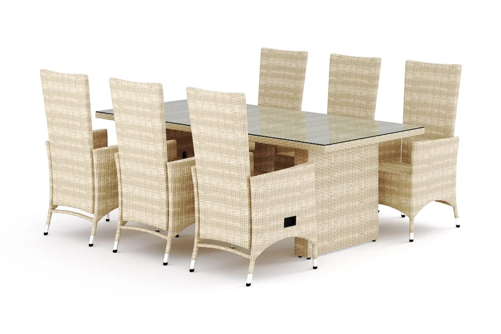 Majestic spisegruppe utendørs 210 + 6 Jenny regulerbar lenestol Comfort Garden Beige v:6330378
