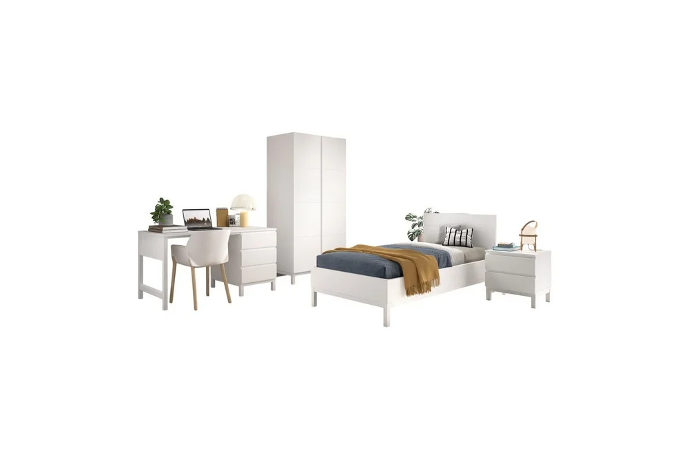 Seng med nattbord garderobe skrivebord Eva 2-dørs v:6222800