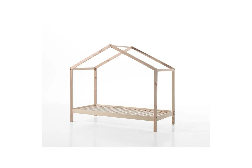 Seng uten gjerde og tekstilsett skuff Dallas 90x200 cm Naturlig v:6453961