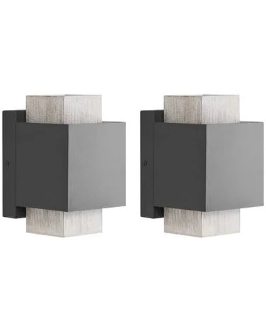 Sett med 2 utendørs LED-vegglamper TIMOK Svart v:3196790 Sett med 2 utendørs LED-vegglamper TIMOK Svart v:3196790