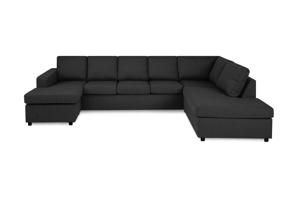 Crazy 5-seters Høyrevendt U-formet X-Large Sofa med Divan og Sjeselong i Stoff v:1637846