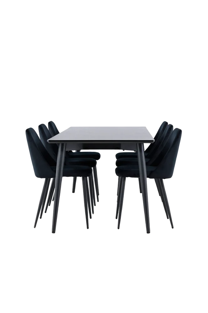 Ellis spisebord med Night-spisestol – Svart m v:6287793 Ellis spisebord med Night-spisestol – Svart m v:6287793