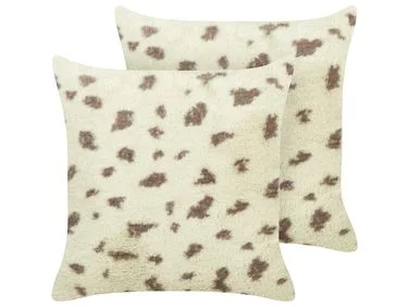 Sett med 2 pynteputer KASRA 45 x 45 cm Fuskepels Beige Abstrakt mønster v:2898066 Sett med 2 pynteputer KASRA 45 x 45 cm Fuskepels Beige Abstrakt mønster v:2898066