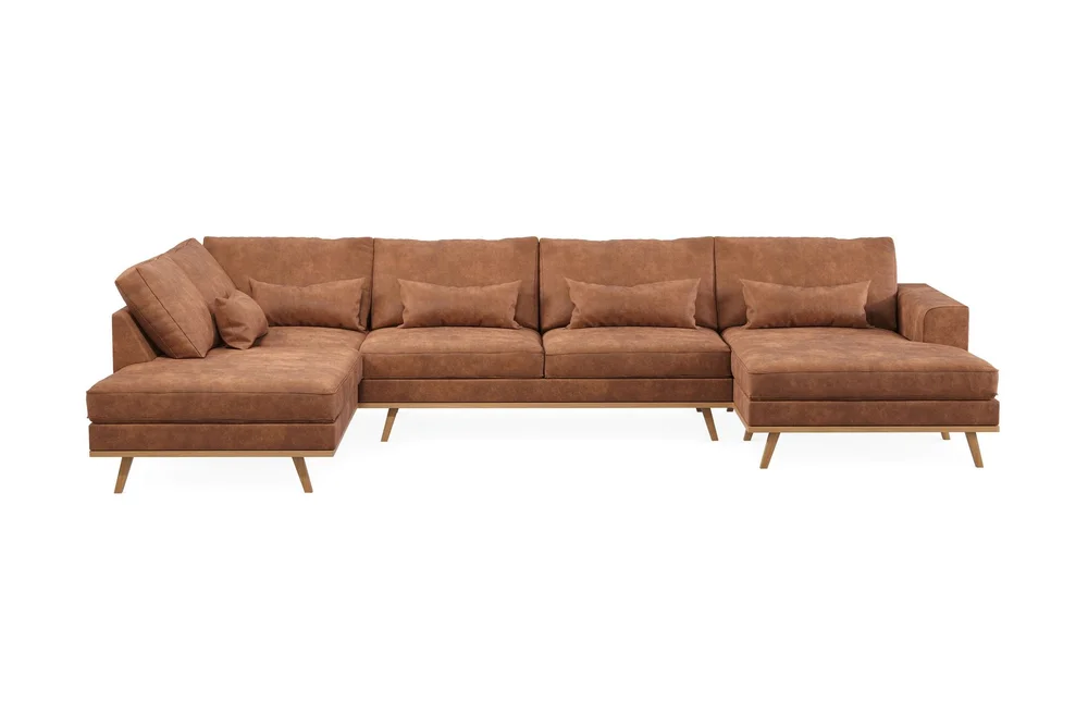 Copenhagen 5-seters Venstrevendt U-formet Sofa med Divan og Sjeselong i Kunstlær v:5962672 Copenhagen 5-seters Venstrevendt U-formet Sofa med Divan og Sjeselong i Kunstlær v:5962672
