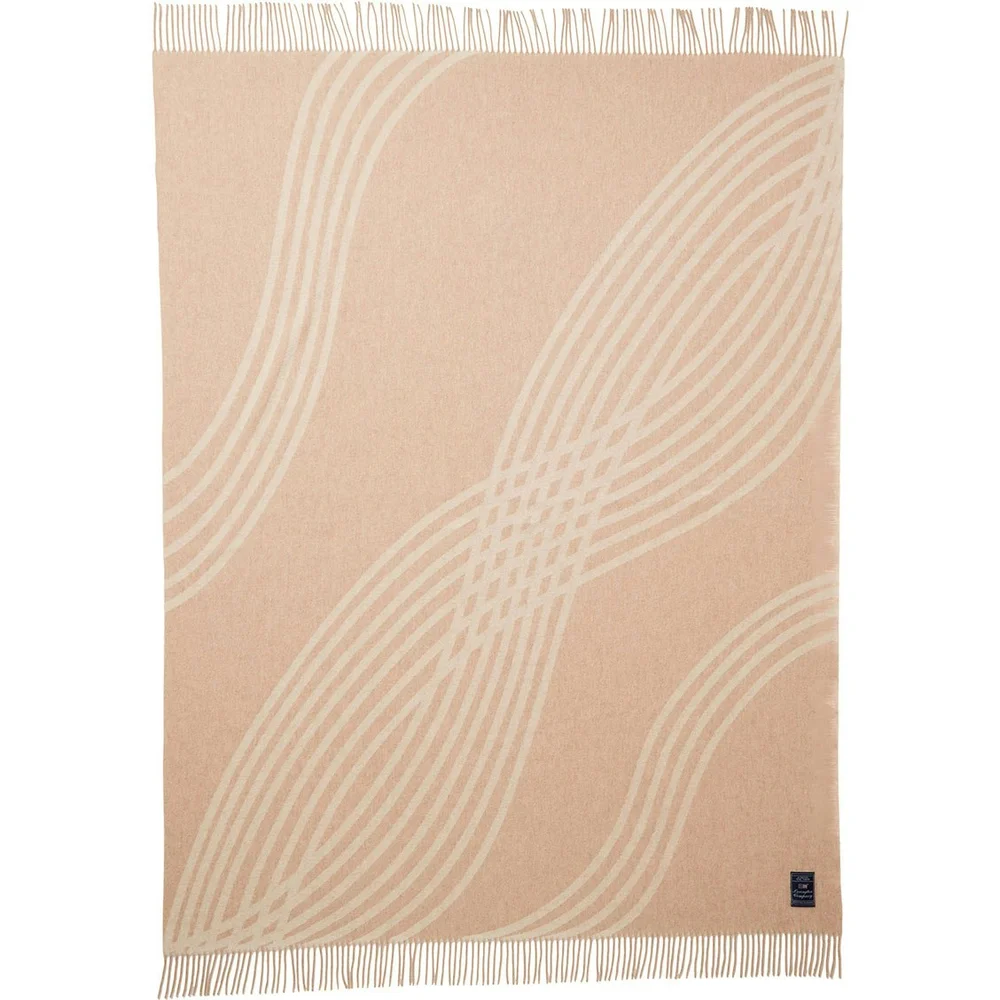 Waves Recycled Wool Jacquard Pledd 130x170 cm, Beige/Off-white v:7493354