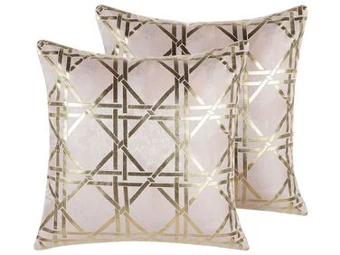Sett med 2 pynteputer CASSIA 45 x 45 cm Rosa Geometrisk mønster v:304600 Sett med 2 pynteputer CASSIA 45 x 45 cm Rosa Geometrisk mønster v:304600