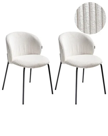 Sett med 2 spisestoler MILES Kordfløyel Off white v:7259673 Sett med 2 spisestoler MILES Kordfløyel Off white v:7259673