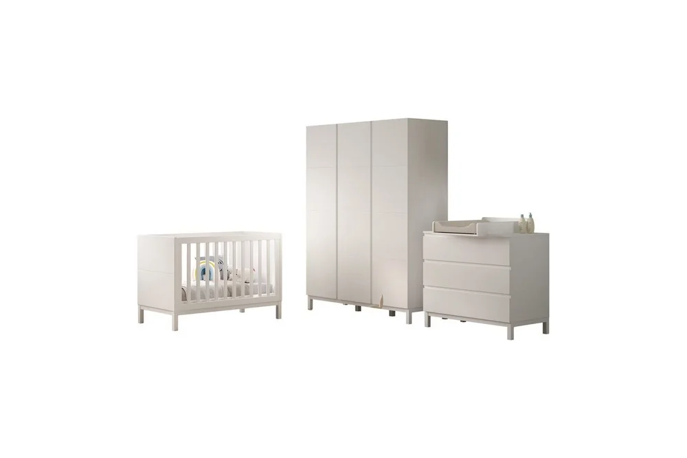 Byrå med skötbord babysäng garderob Jaxx Eva Jaxx White v:9042479