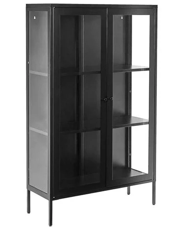 Skap med glassdører NASH 90 cm Metall Svart v:5142347
