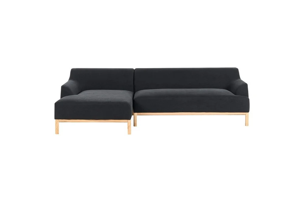 Hörnsoffa Beliani Sosjo Beige, ljust trä, Högervänd Black||Light colored wood Left-faced v:8991358