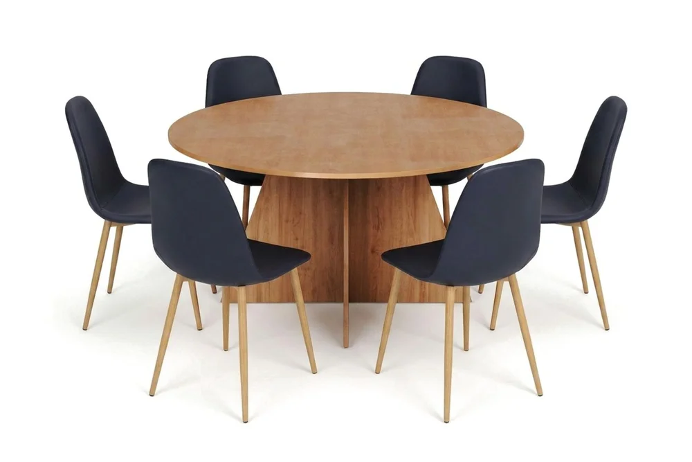 Vera spisegruppe rund 150 cm eik med 6 Nibe spisestoler v:7179751 Vera spisegruppe rund 150 cm eik med 6 Nibe spisestoler v:7179751