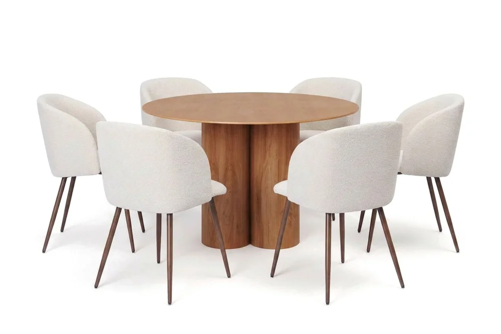 Juno spisegruppe rund 130 cm eik med 6 Greya spisestoler v:5278948 Juno spisegruppe rund 130 cm eik med 6 Greya spisestoler v:5278948