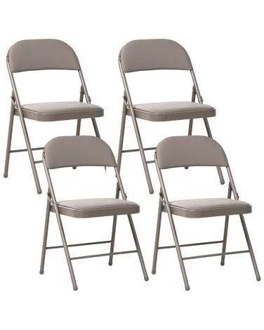 Sett med 4 sammenleggbare stoler SHASTA Metall Gråbrun v:7338266