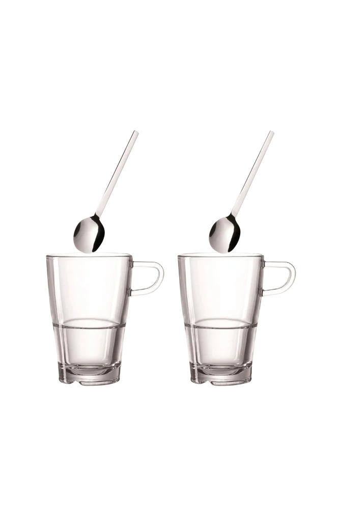 Kaffesett Senso – Kaffekopp og skje x2 – Latte Macchiato – Transparent – Kjøkken & husholdning | m v:9274089 Kaffesett Senso – Kaffekopp og skje x2 – Latte Macchiato – Transparent – Kjøkken & husholdning | m v:9274089