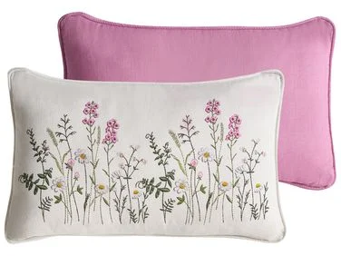 Sett med 2 pynteputer MADHUCA 30 x 50 cm Bomull Hvit Blomstermønster v:7988110 Sett med 2 pynteputer MADHUCA 30 x 50 cm Bomull Hvit Blomstermønster v:7988110