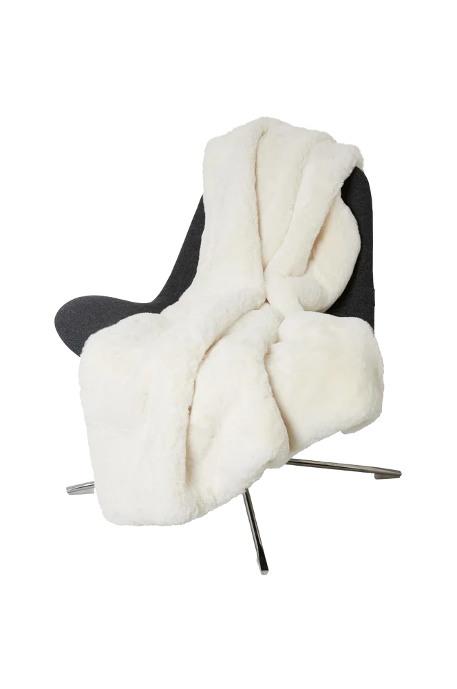 Pledd Fluffy – Hvit – Tekstiler | m v:4789372