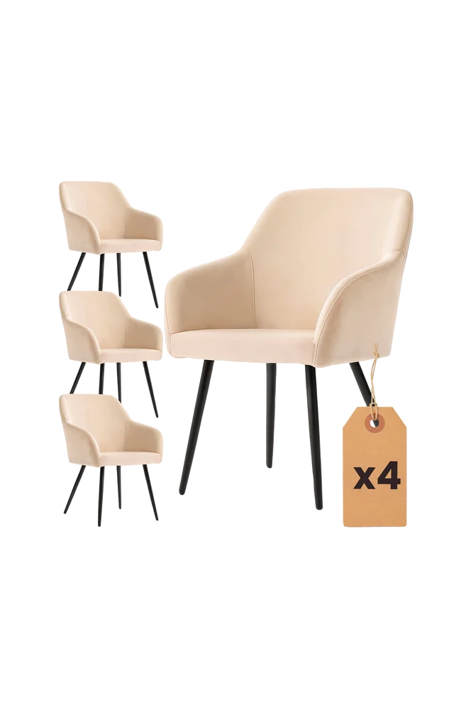 Akord Estelle Smooth Velvet polstret spisestol, sett med 4 stk. – Flerfarget m v:1630463 Akord Estelle Smooth Velvet polstret spisestol, sett med 4 stk. – Flerfarget m v:1630463