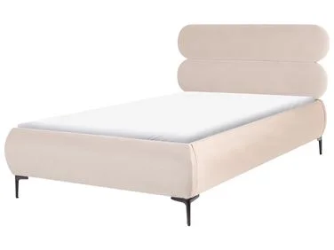 Seng Fløyel LESSAY 120 x 200 cm Lys beige v:3410324