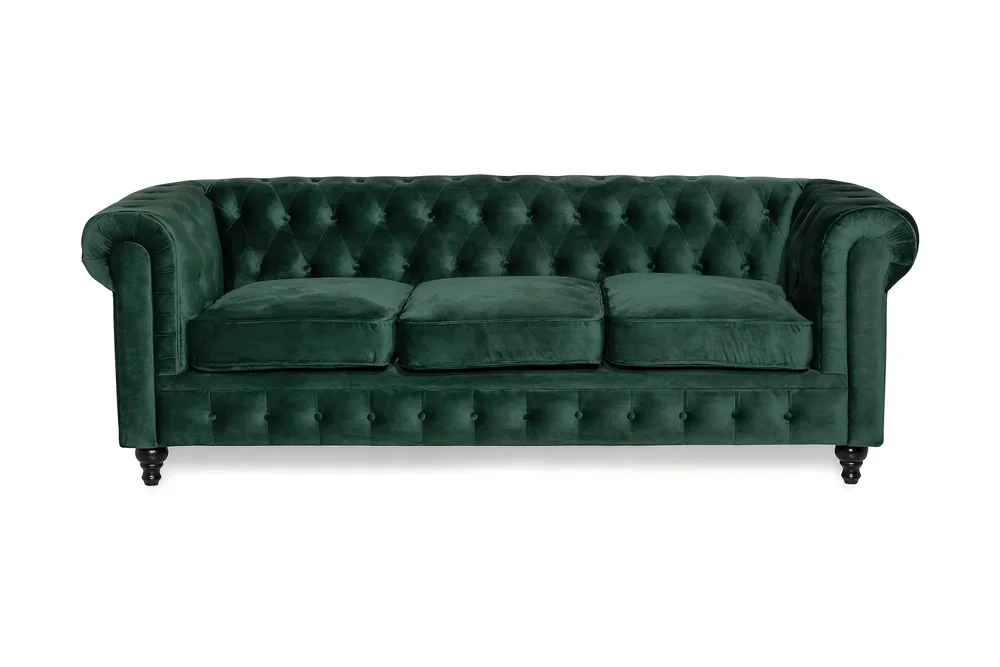 Chesterfield Lyx 3-seter Fløyelssofa – Dyp sofa v:8203948
