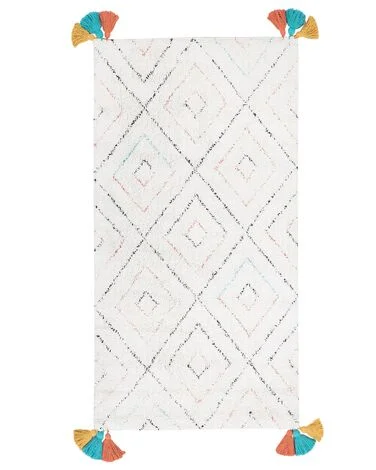 Teppe KARTAL Hvit 80 x 150 cm Bomull v:6714940 Teppe KARTAL Hvit 80 x 150 cm Bomull v:6714940