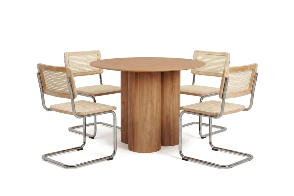 Juno spisegruppe rund 110 cm Eik med 4 Build spisestoler v:6759919