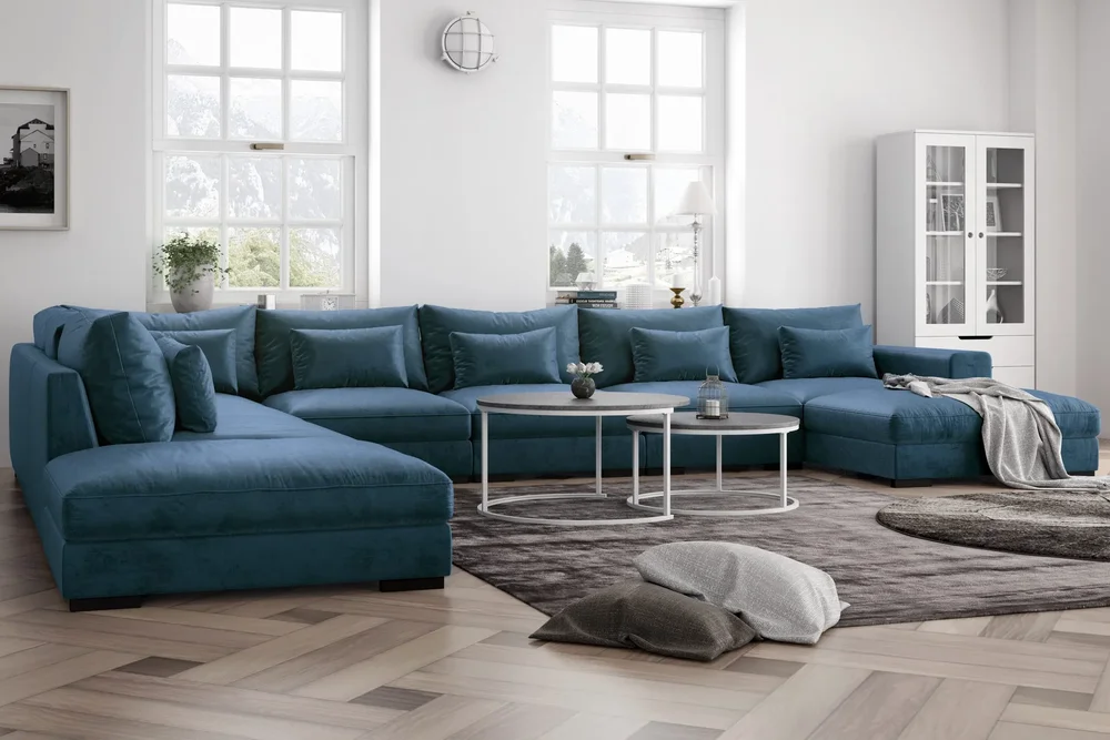 Dubai U-modulsofa med divan høyre fløyel ekstra dyp v:9758027