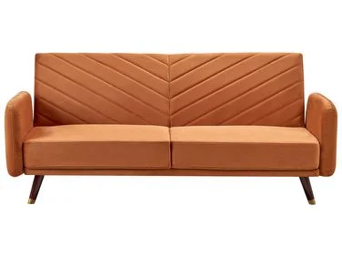 Sovesofa 3-seter SENJA Fløyel Oransje v:2853996