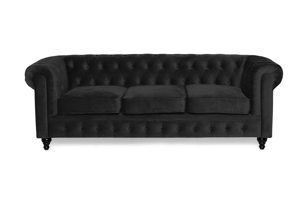 Chesterfield Lyx 3-seter Fløyelssofa – Dyp sofa v:3245267