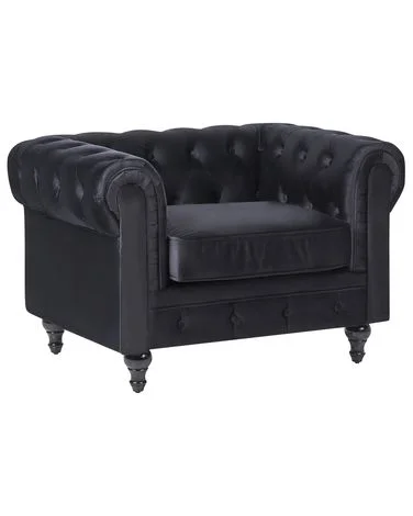 Lenestol CHESTERFIELD Fløyel Svart v:6879231