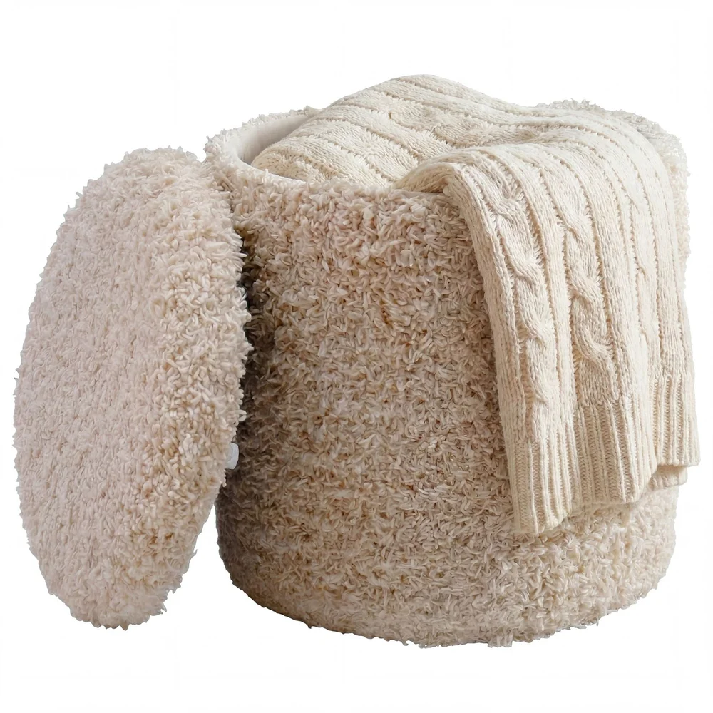 Veron rund sittepuff med oppbevaring i ullstoff v:5500052 Veron rund sittepuff med oppbevaring i ullstoff v:5500052