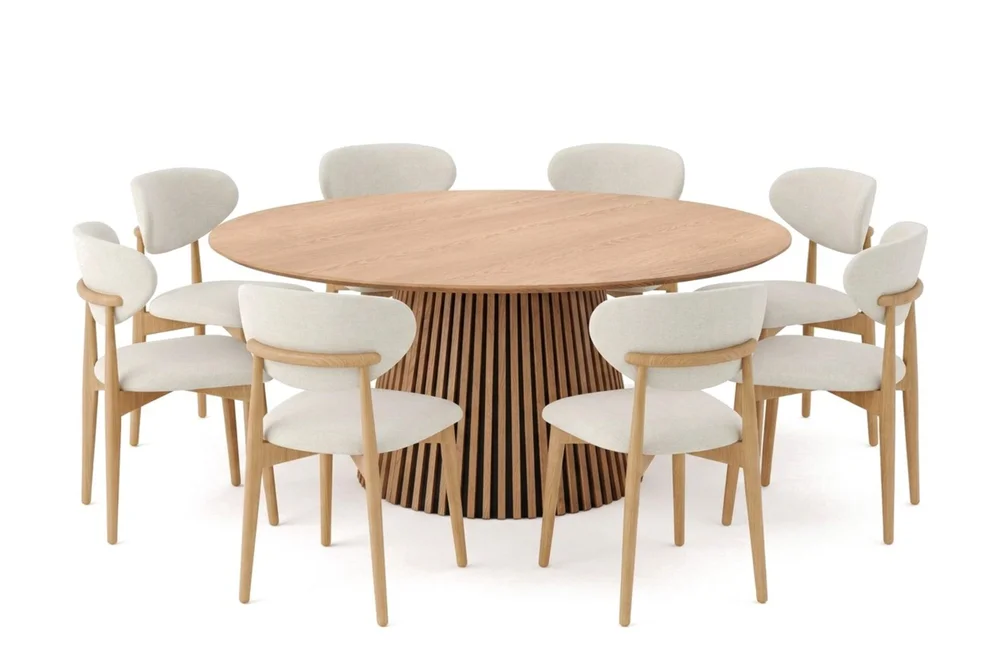 Peyra spisegruppe rund 180 cm eik med 8 Molly spisestoler v:2113198