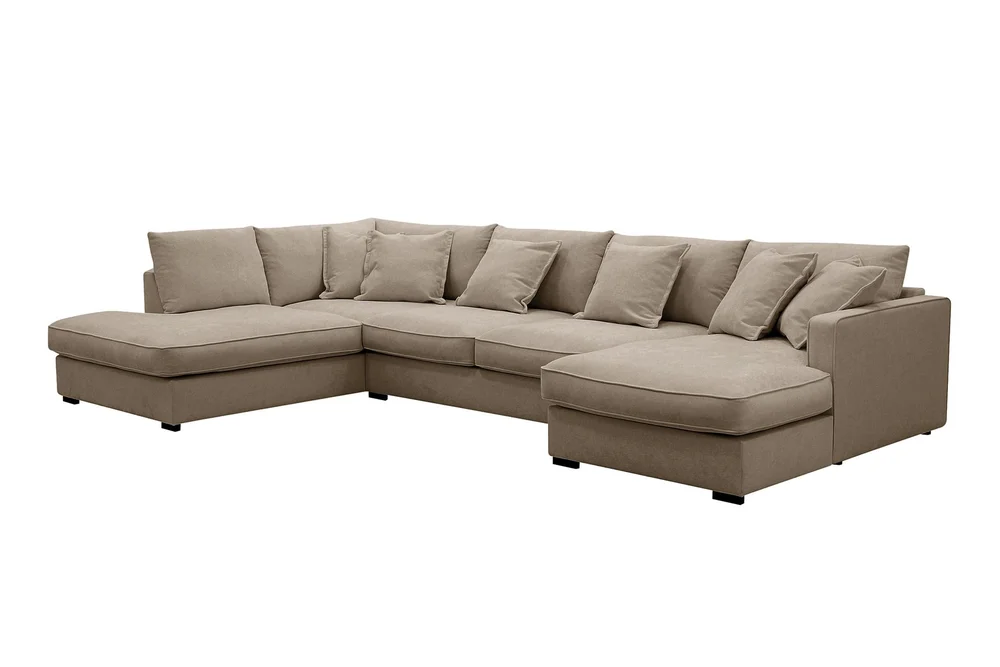 Rossita Lyx 5-seters venstrevendt U-formet ekstra dyp sofa med divan og sjeselong i stoff v:6507671