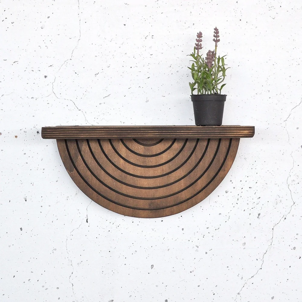 Dekorativ vegghylle i tre Hanah Home Raflon (31 x 16 x 9 cm) Modell halvsirkel ned v:8223915