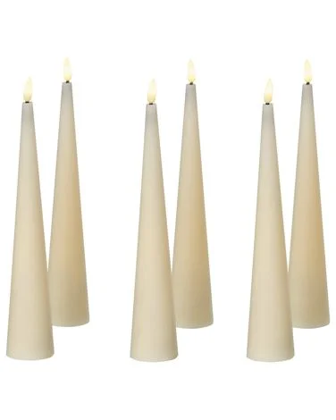 Sett med 6 LED-stearinlys AURUM 28 cm Off white v:7107970 Sett med 6 LED-stearinlys AURUM 28 cm Off white v:7107970