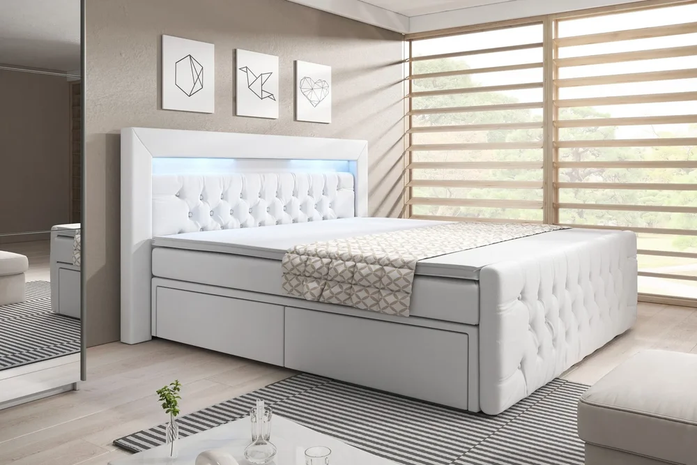 Franco Komplett Sengpakke med Oppbevaring LED-belysning 180x200 cm v:3419337