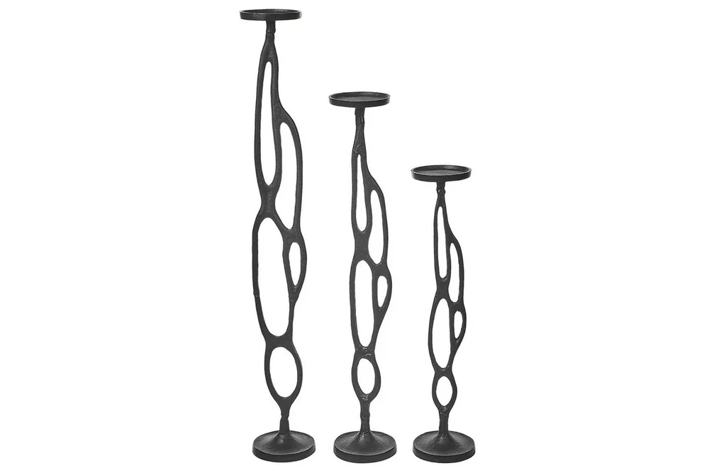 Ljusstakar Beliani Buni set om 3 Black v:8702748 Ljusstakar Beliani Buni set om 3 Black v:8702748
