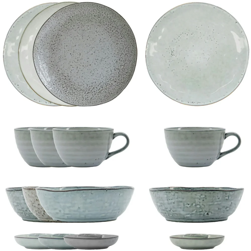 Rustic Brunchsett 16 Deler, Grå/Blå v:5577632 Rustic Brunchsett 16 Deler, Grå/Blå v:5577632