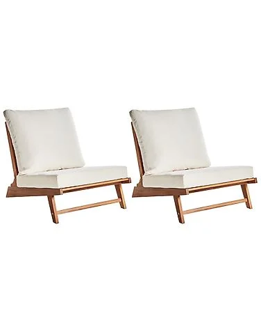 Sett med 2 hagestoler med puter MICCIANO Akasietre Off white v:2961422 Sett med 2 hagestoler med puter MICCIANO Akasietre Off white v:2961422