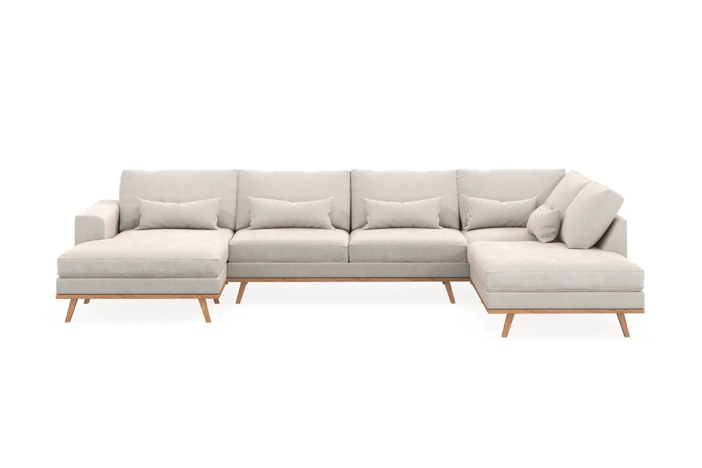 Copenhagen 5-seters Høyrevendt U-formet Sofa med Divan og Sjeselong i Fløyel v:8432987