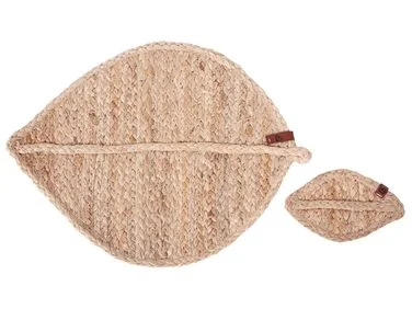 Sett med spisebrikker og glassbrikker PEPPERLEAF Jute Naturlig v:552097