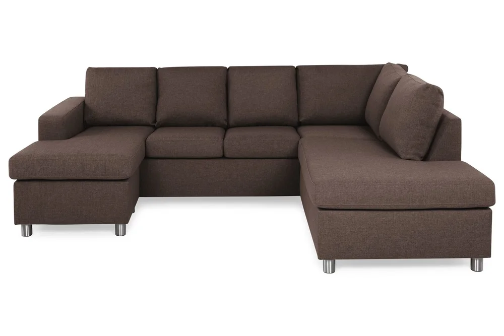 Crazy 4-seters Høyrevendt U-formet Small Sofa med Divan og Sjeselong i Stoff v:6890290
