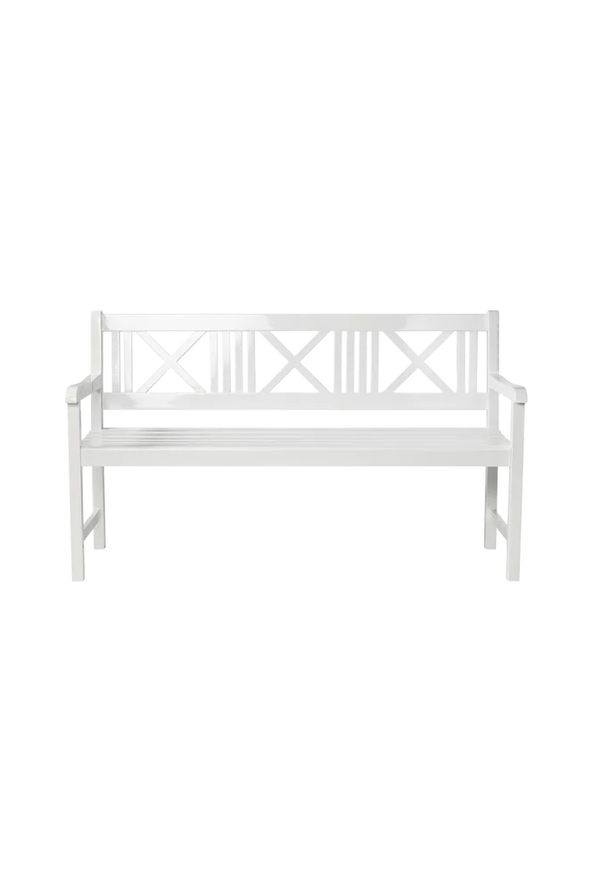 Benk Rosenborg 150×59 cm – Hvit – Utemøbler & hage | m v:4340009 Benk Rosenborg 150×59 cm – Hvit – Utemøbler & hage | m v:4340009