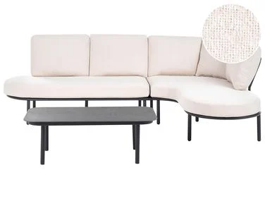 Hagesofa med bord 4-seters POLLINA Metall Svart v:1952119 Hagesofa med bord 4-seters POLLINA Metall Svart v:1952119